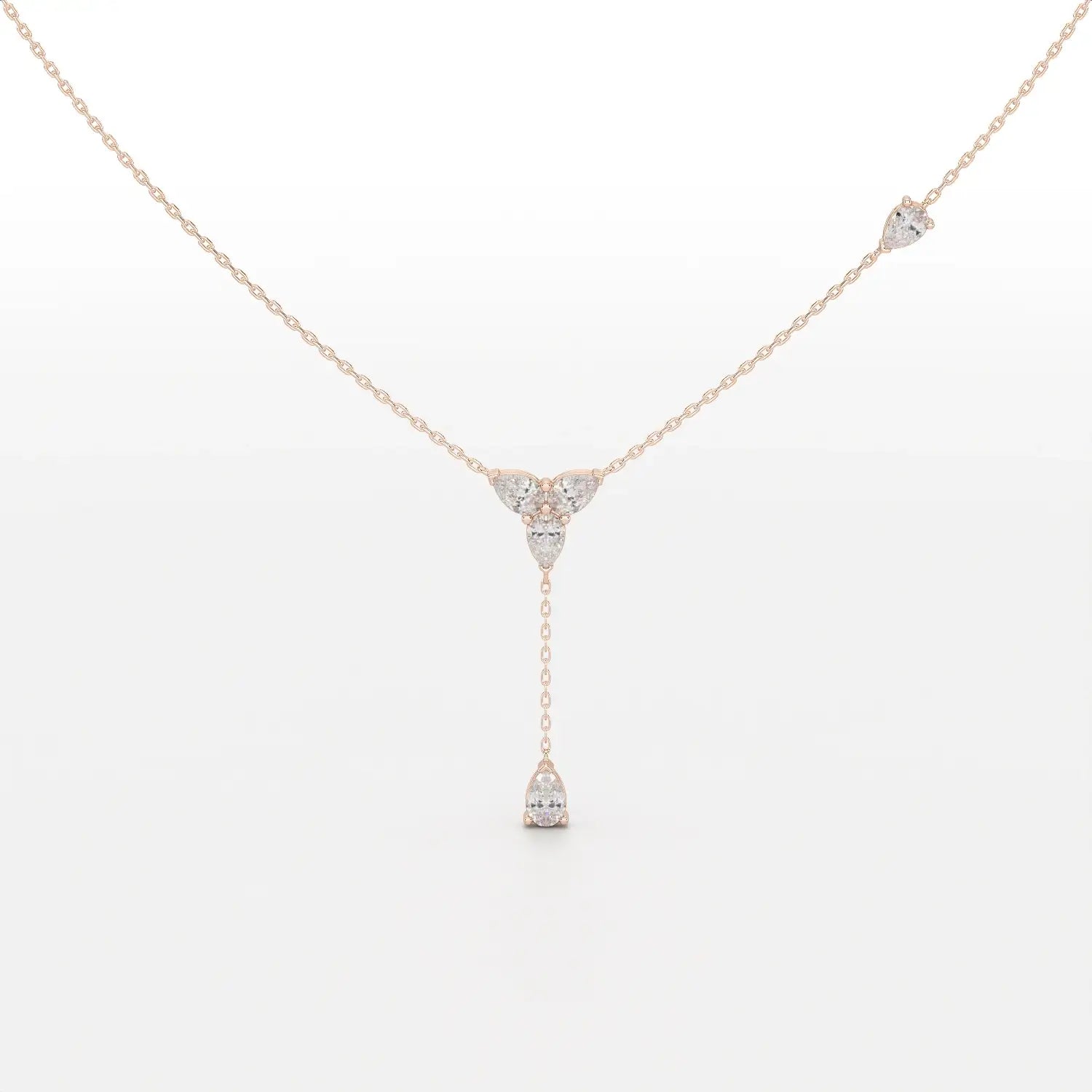 1 CT Drop Necklace with Pear Cut Lab Diamonds