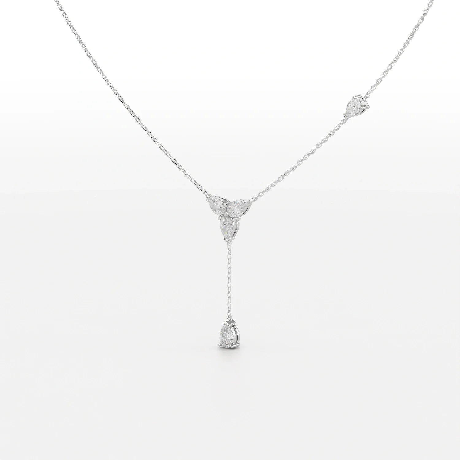 1 CT Drop Necklace with Pear Cut Lab Diamonds