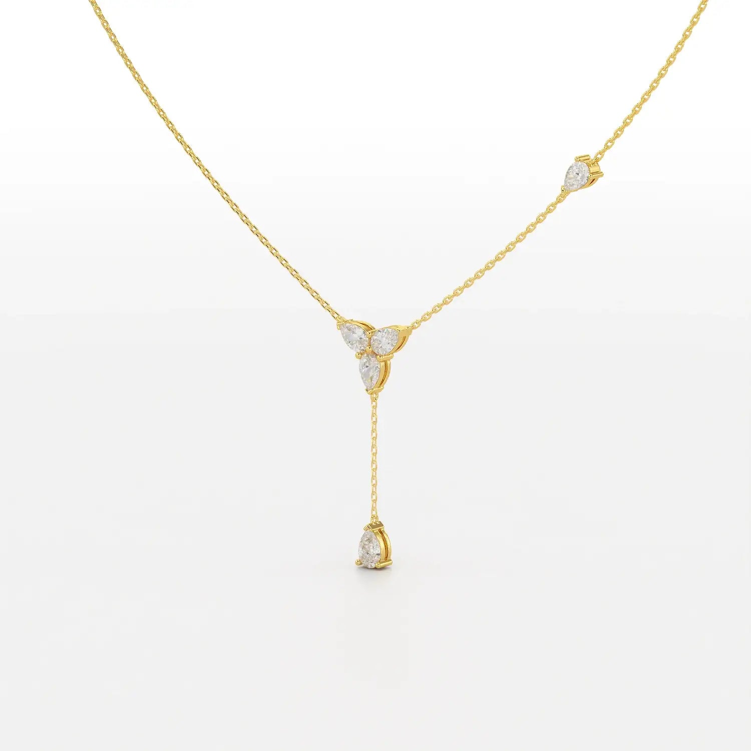 1 CT Drop Necklace with Pear Cut Lab Diamonds