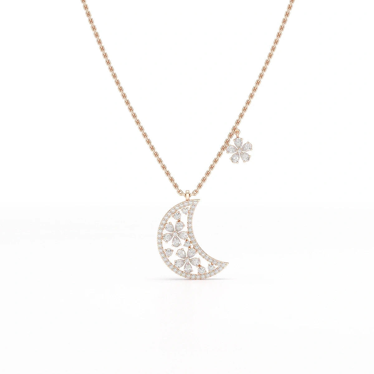 1.58 CT Lab Diamond Moon Shaped Chain Pendant