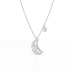 1.58 CT Lab Diamond Moon Shaped Chain Pendant