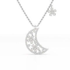 1.58 CT Lab Diamond Moon Shaped Chain Pendant
