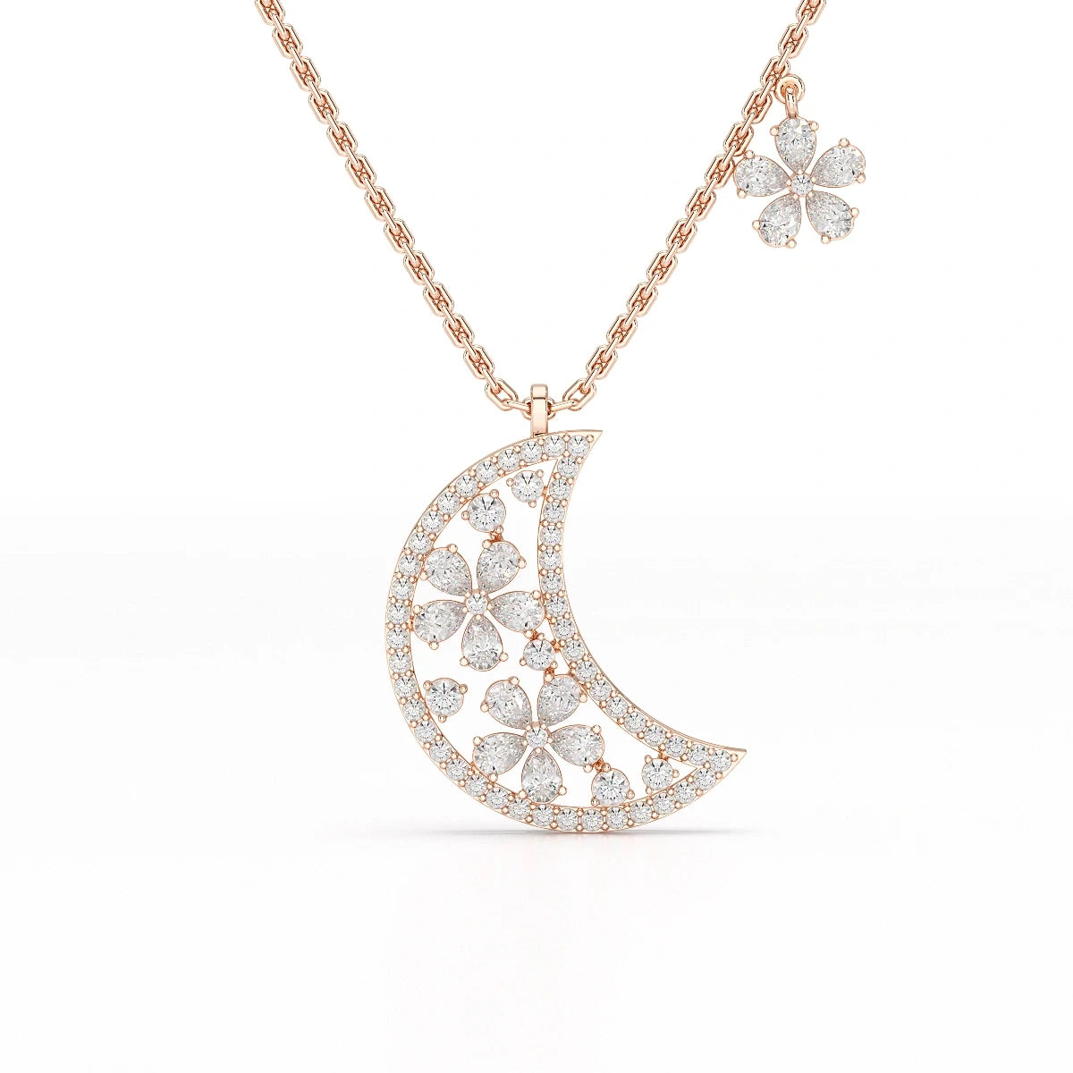1.58 CT Lab Diamond Moon Shaped Chain Pendant