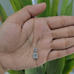 2.65 CT Emerald & Hexagon Cut Diamond Chain Pendant (Ready for Delivery)