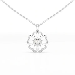 0.65 CT Heart Shape Pave Setting Chain Pendant With Round Cut Lab Diamonds