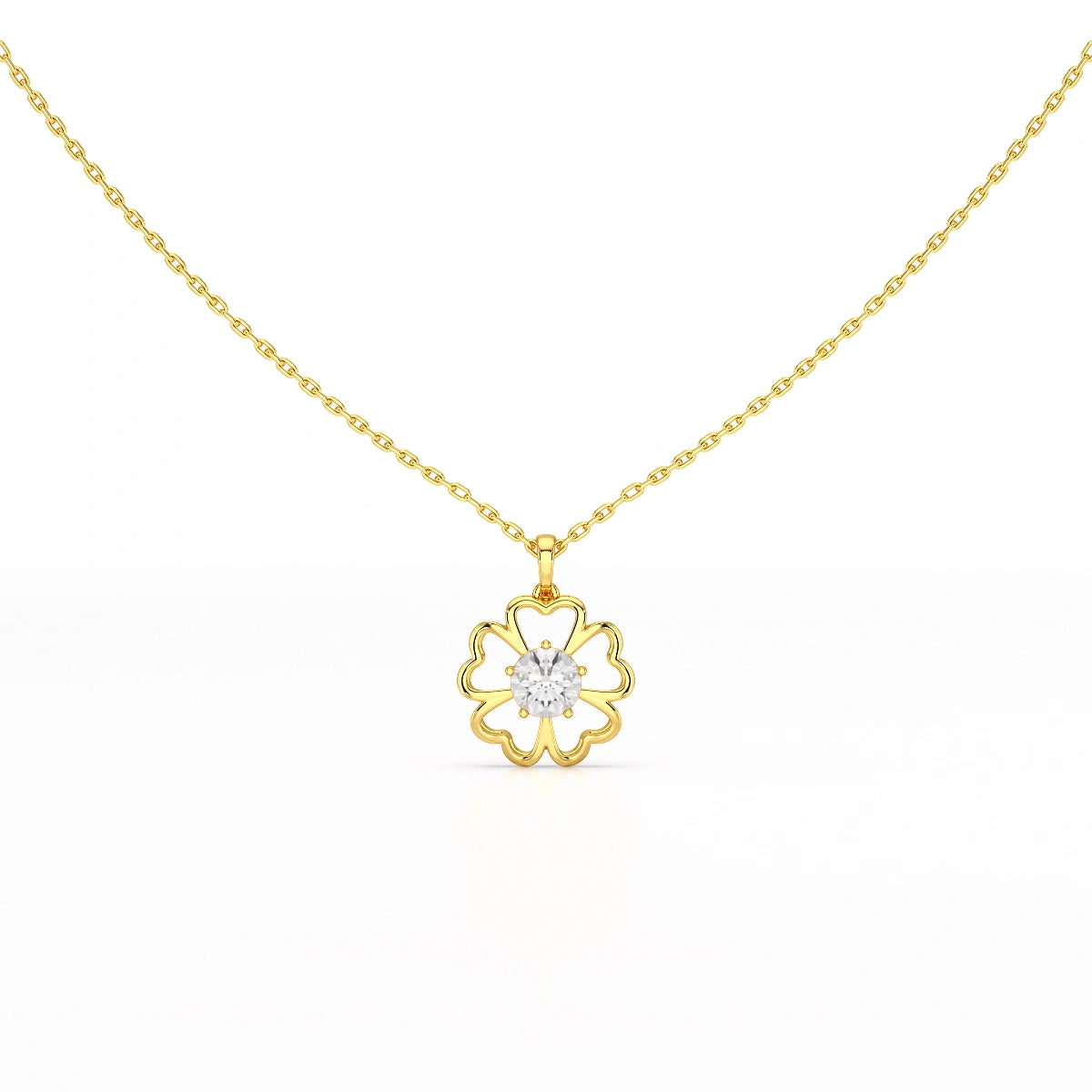 0.65 CT Heart Shape Pave Setting Chain Pendant With Round Cut Lab Diamonds