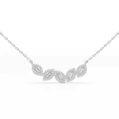 0.45 CT Baguette & Round Cut Diamond Chain Pendant