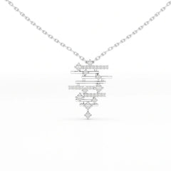 0.35 CT Lines Lab Diamond Chain Pendant with Round Cut Diamonds