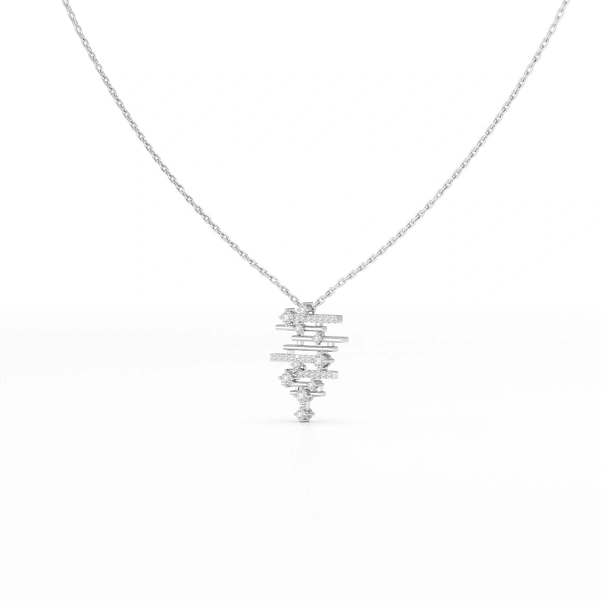 0.35 CT Lines Lab Diamond Chain Pendant with Round Cut Diamonds