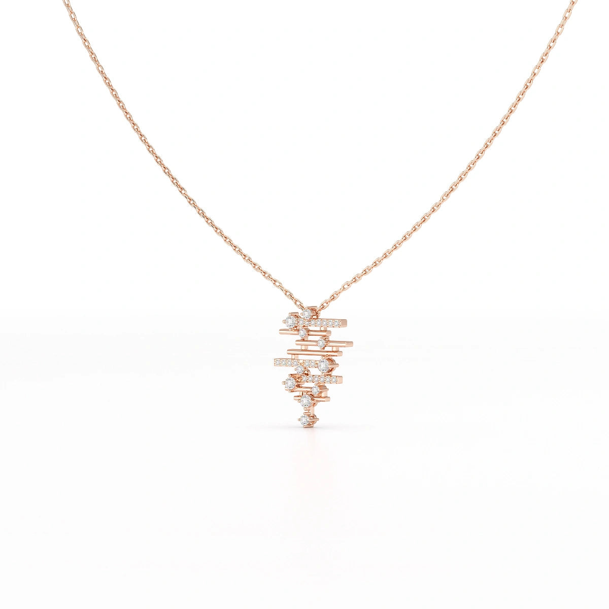 0.35 CT Lines Lab Diamond Chain Pendant with Round Cut Diamonds