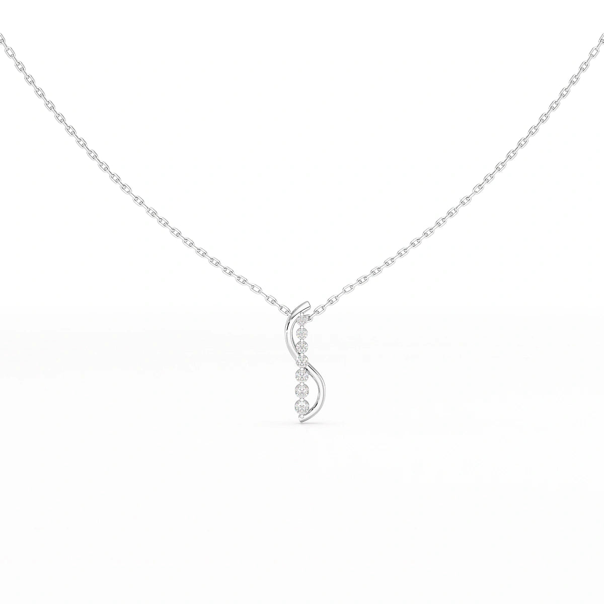 0.15 CT Round Cut Lab Diamond Swirl Chain Pendant