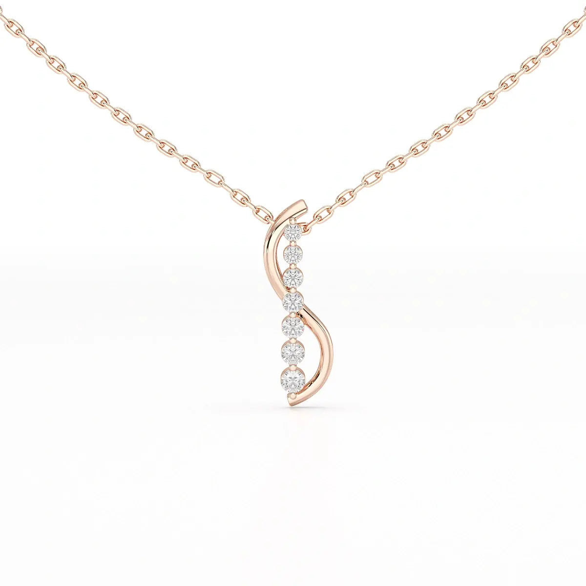 0.15 CT Round Cut Lab Diamond Swirl Chain Pendant