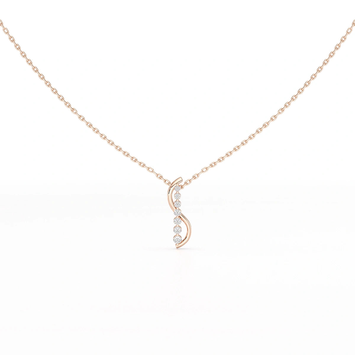 0.15 CT Round Cut Lab Diamond Swirl Chain Pendant