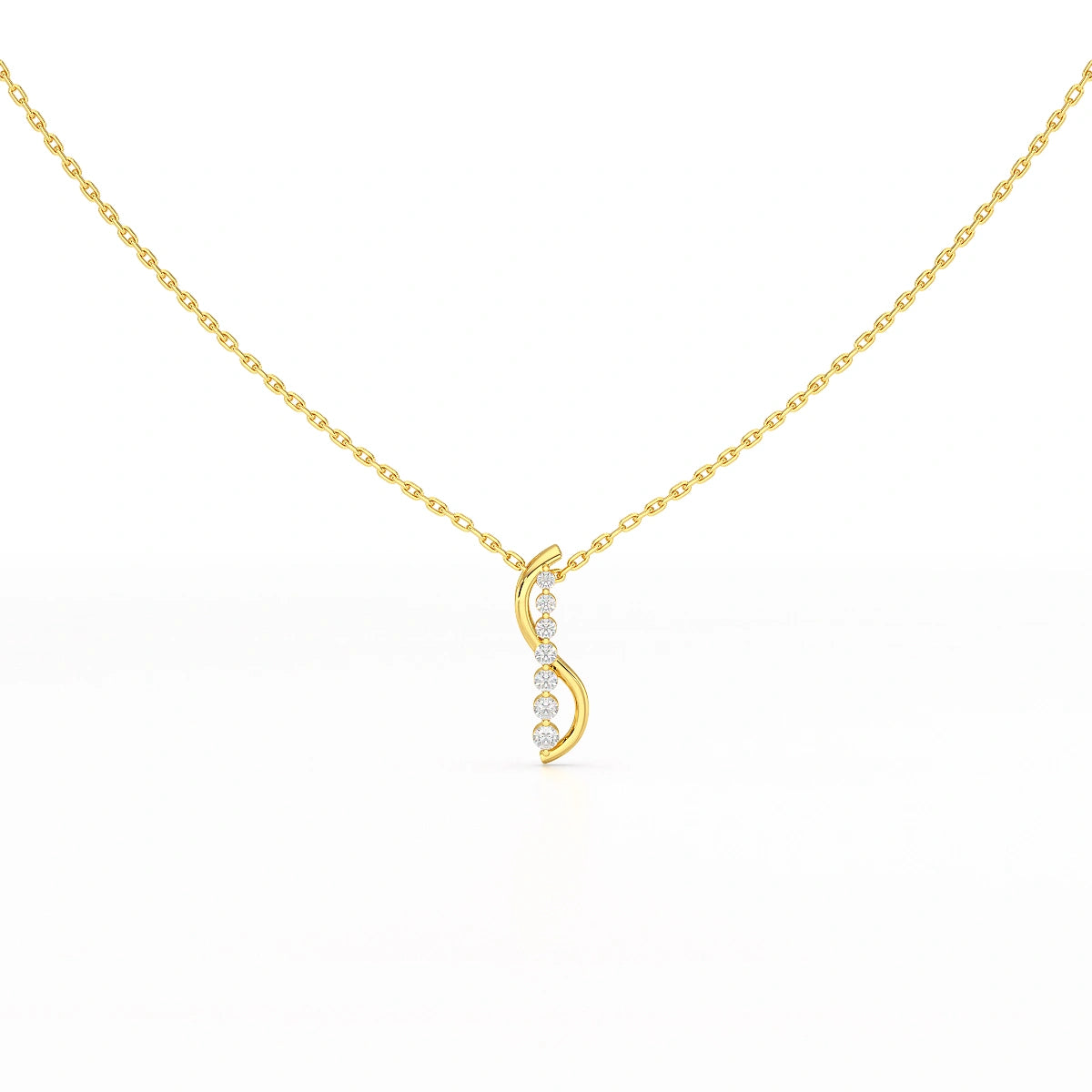 0.15 CT Round Cut Lab Diamond Swirl Chain Pendant