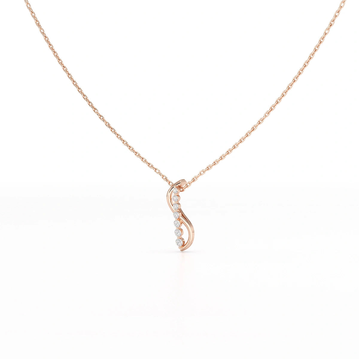 0.15 CT Round Cut Lab Diamond Swirl Chain Pendant