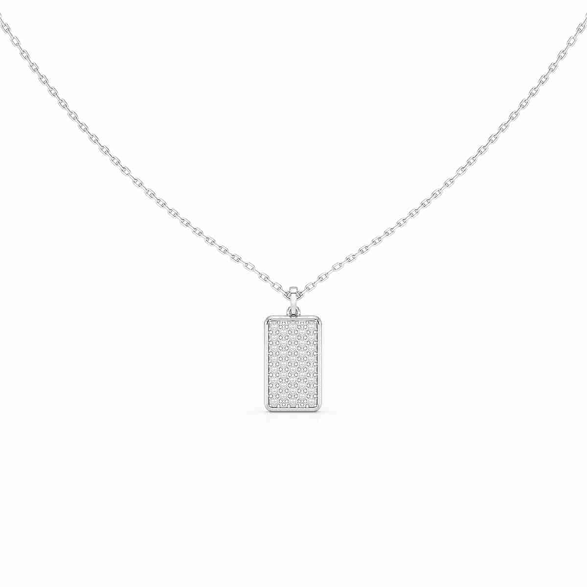 0.50 CT Lab Diamond Rectangular Chain Pendant with Round Diamonds