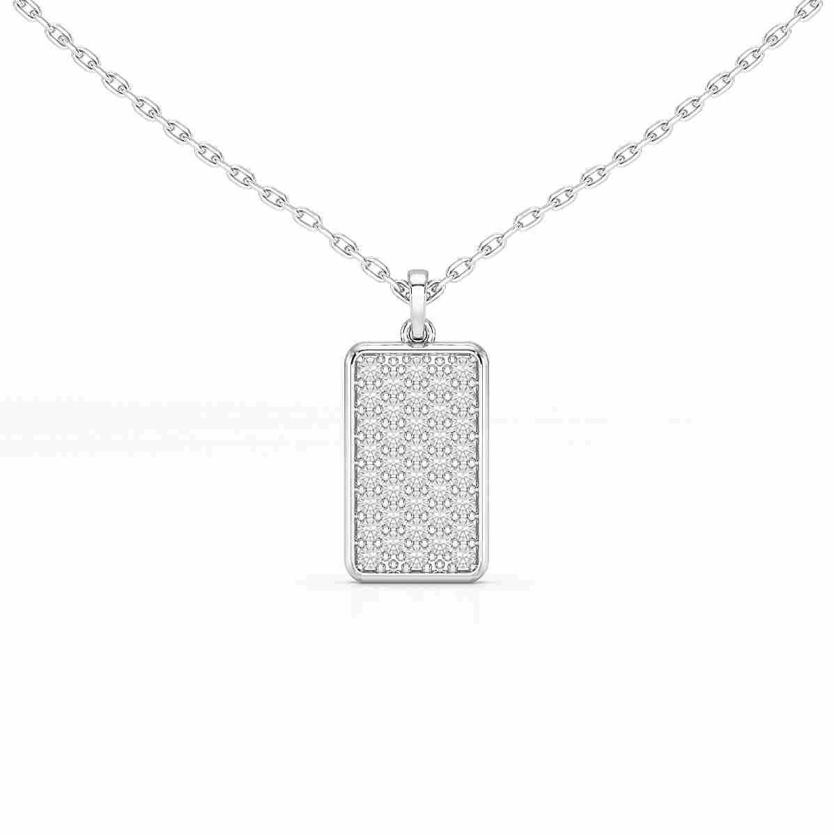 0.50 CT Lab Diamond Rectangular Chain Pendant with Round Diamonds