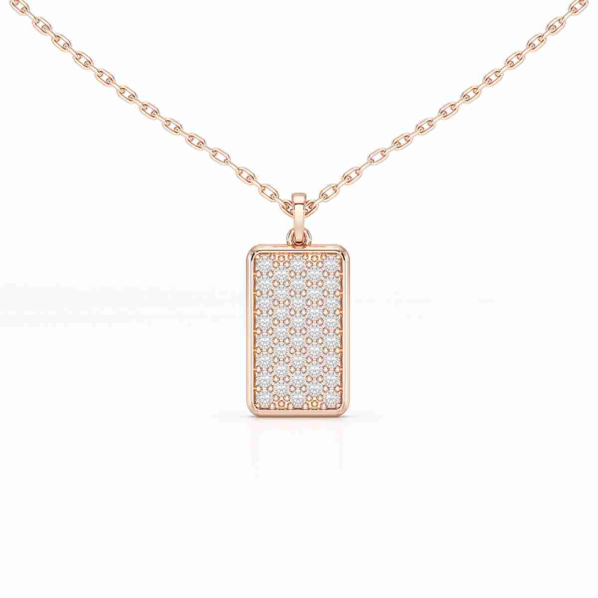 0.50 CT Lab Diamond Rectangular Chain Pendant with Round Diamonds