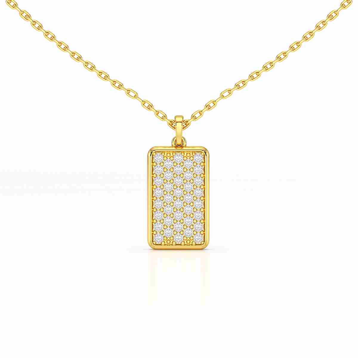 0.50 CT Lab Diamond Rectangular Chain Pendant with Round Diamonds