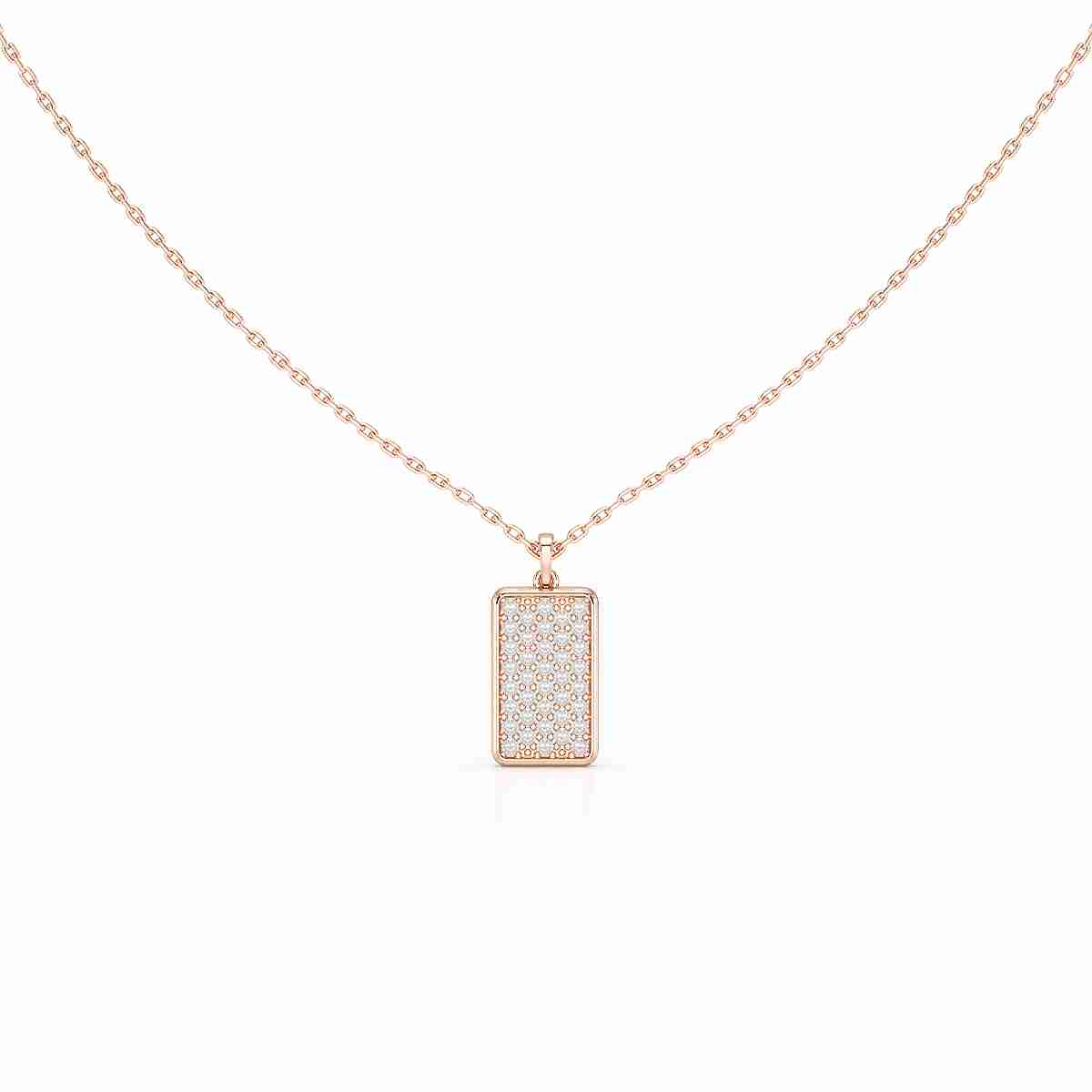 0.50 CT Lab Diamond Rectangular Chain Pendant with Round Diamonds