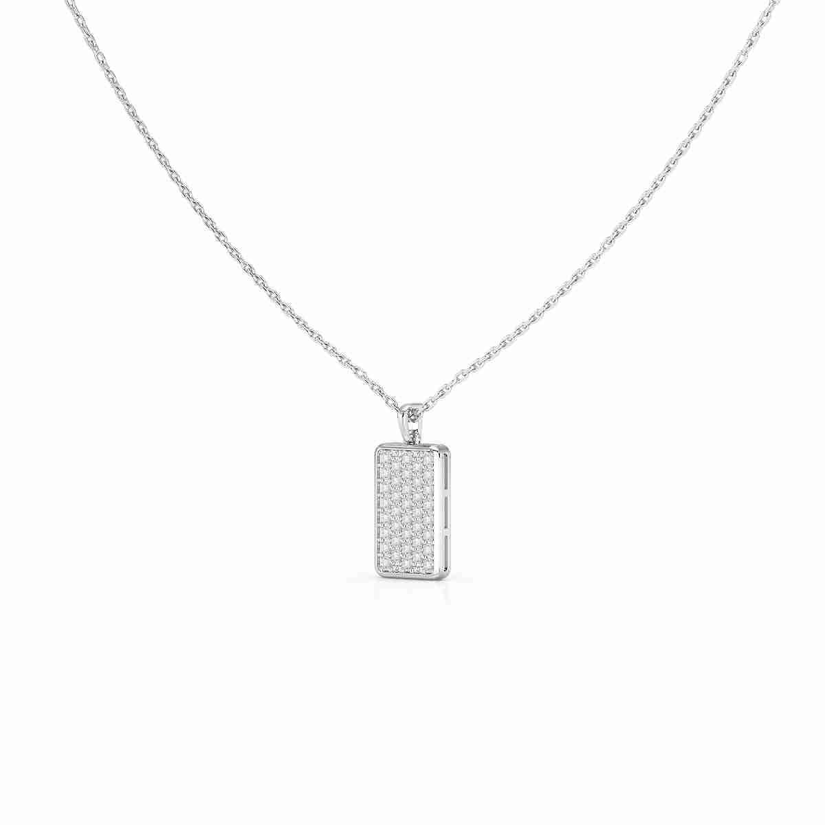 0.50 CT Lab Diamond Rectangular Chain Pendant with Round Diamonds