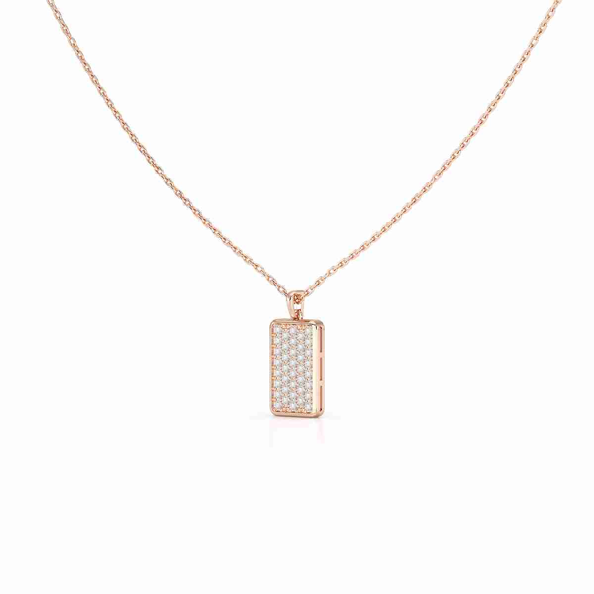 0.50 CT Lab Diamond Rectangular Chain Pendant with Round Diamonds