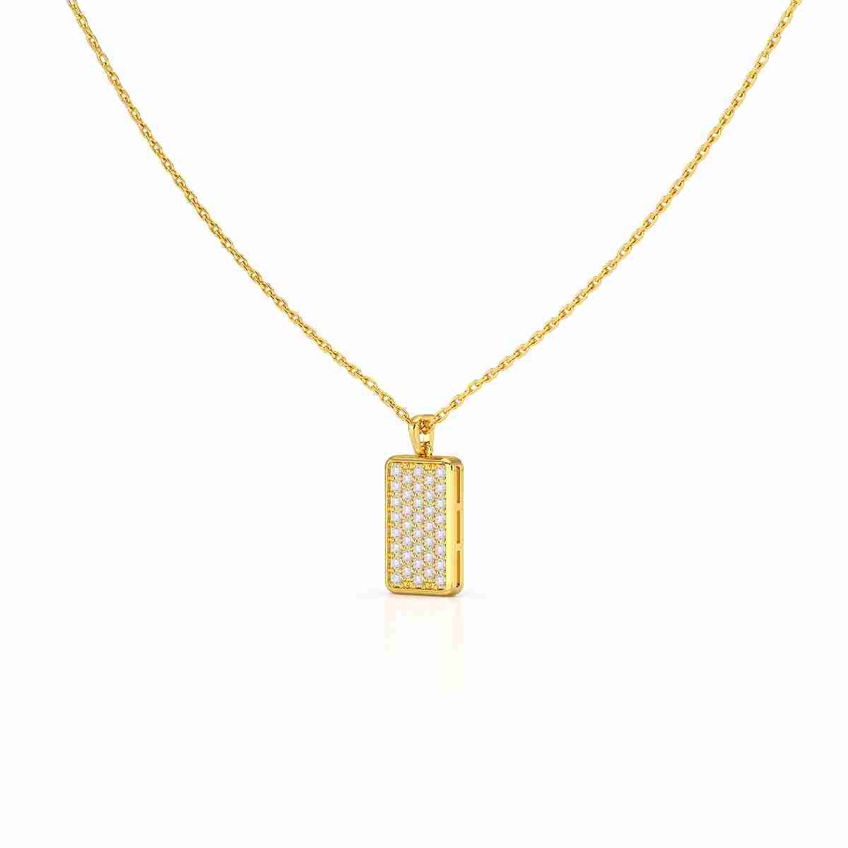0.50 CT Lab Diamond Rectangular Chain Pendant with Round Diamonds