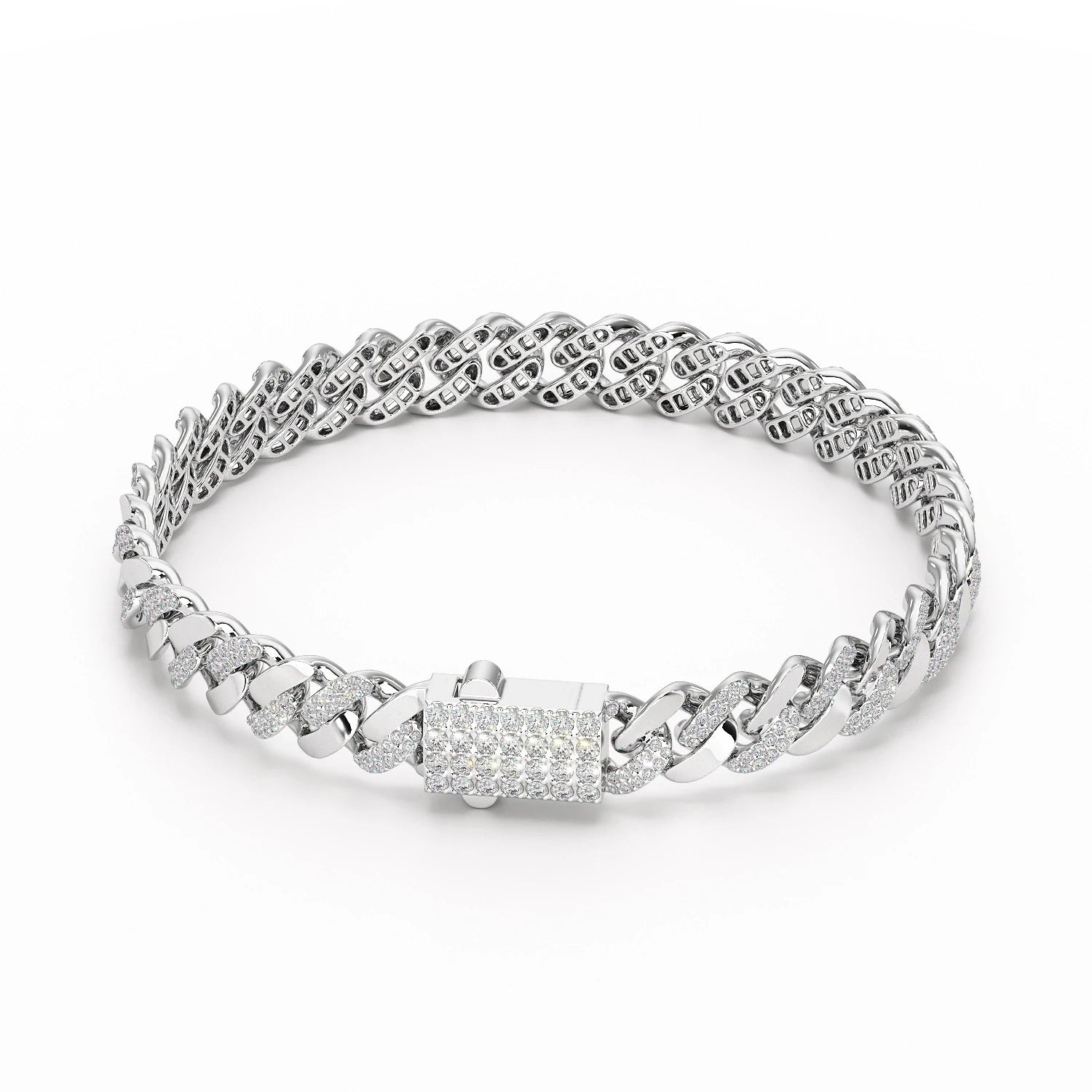 2.62 CT Round Cut Men's Cuban Bracelet