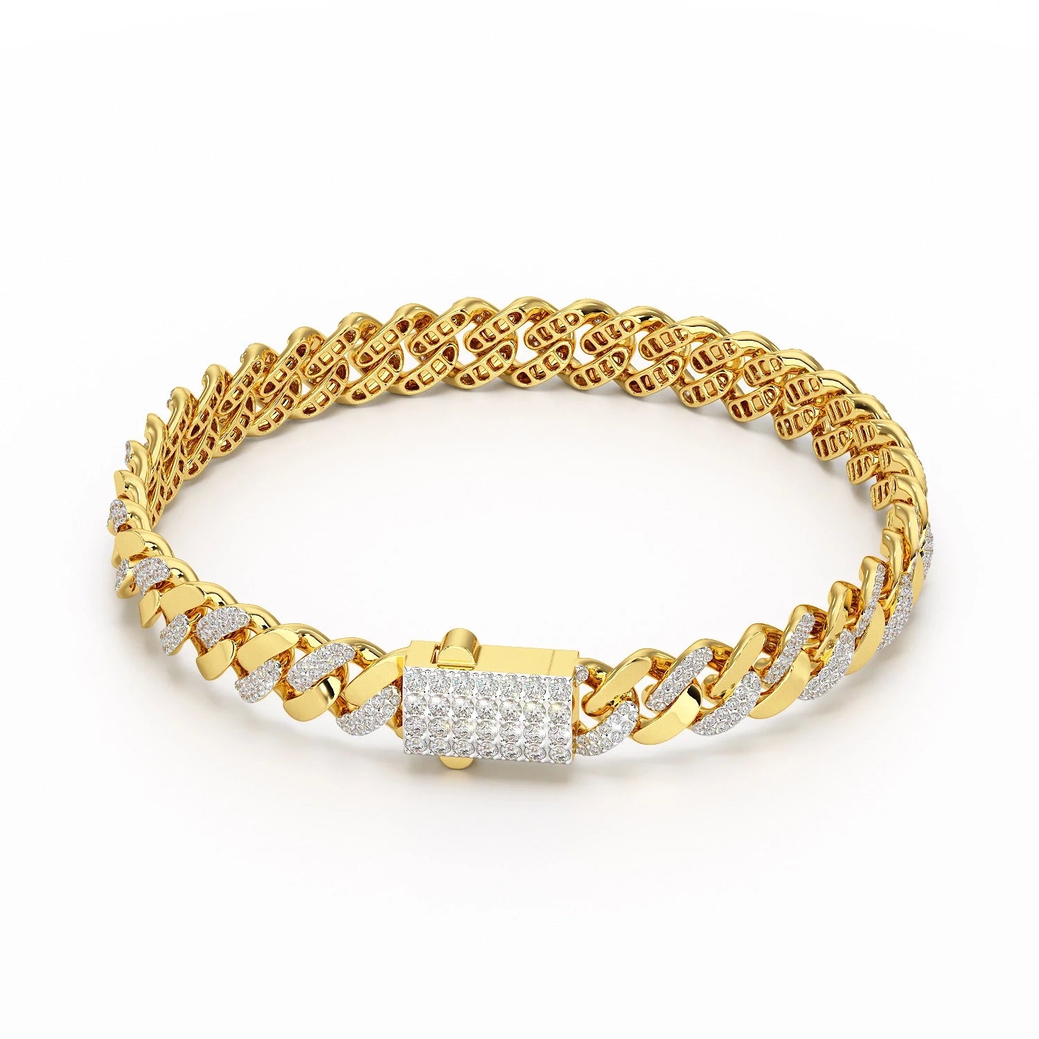 2.62 CT Round Cut Men's Cuban Bracelet