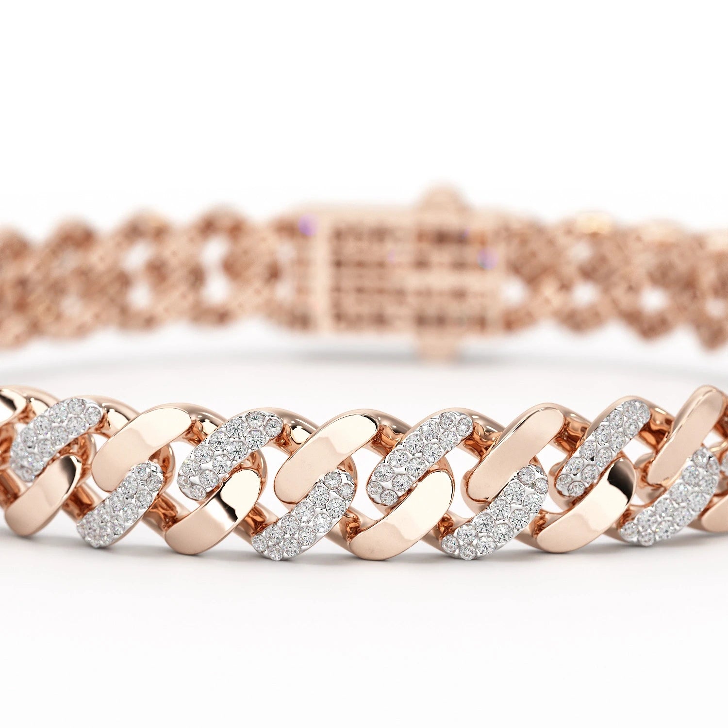 2.62 CT Round Cut Men's Cuban Bracelet