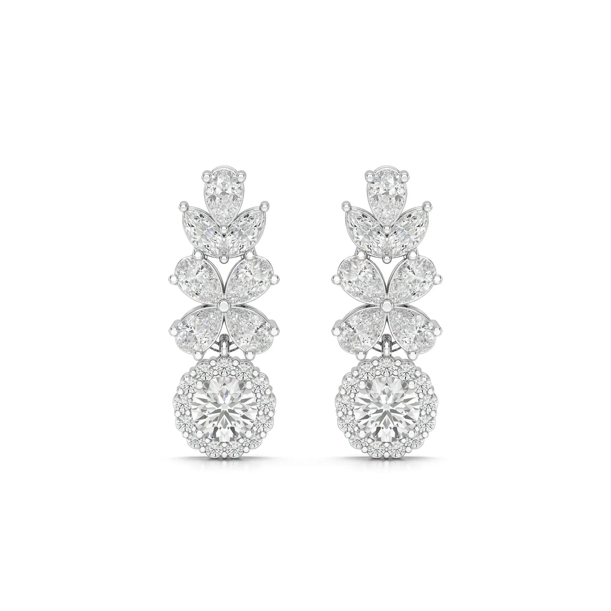 2.10 CT Multi Shape Diamond Drop Earring Jama Jewels