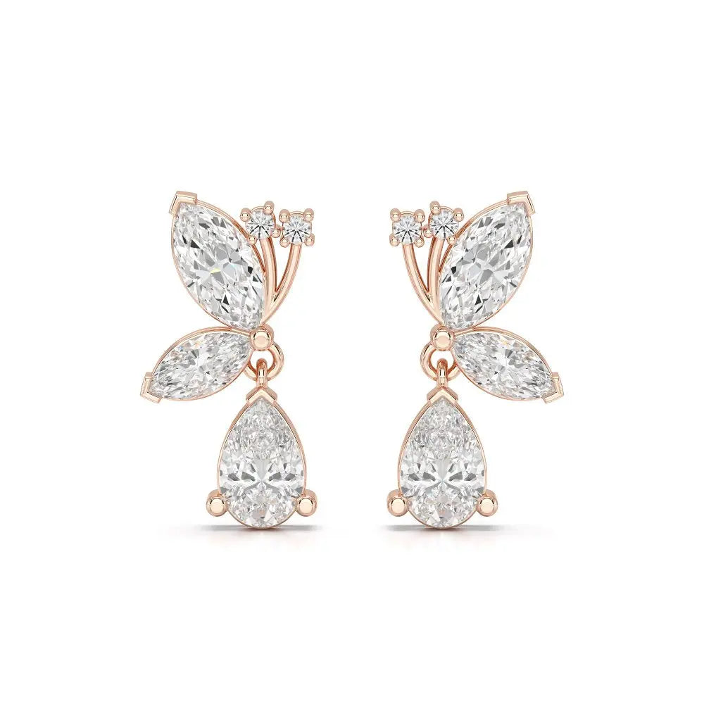 2.35 CT Pear and Marquise Cut Diamond Drop Earring Jama Jewels