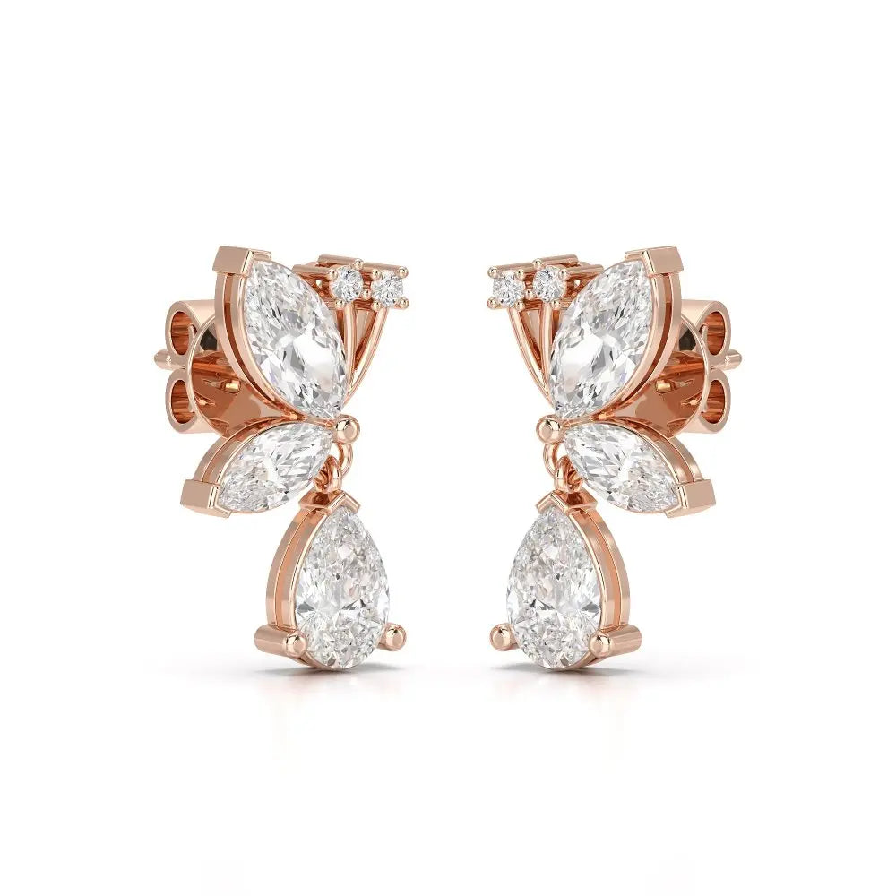 2.35 CT Pear and Marquise Cut Diamond Drop Earring Jama Jewels