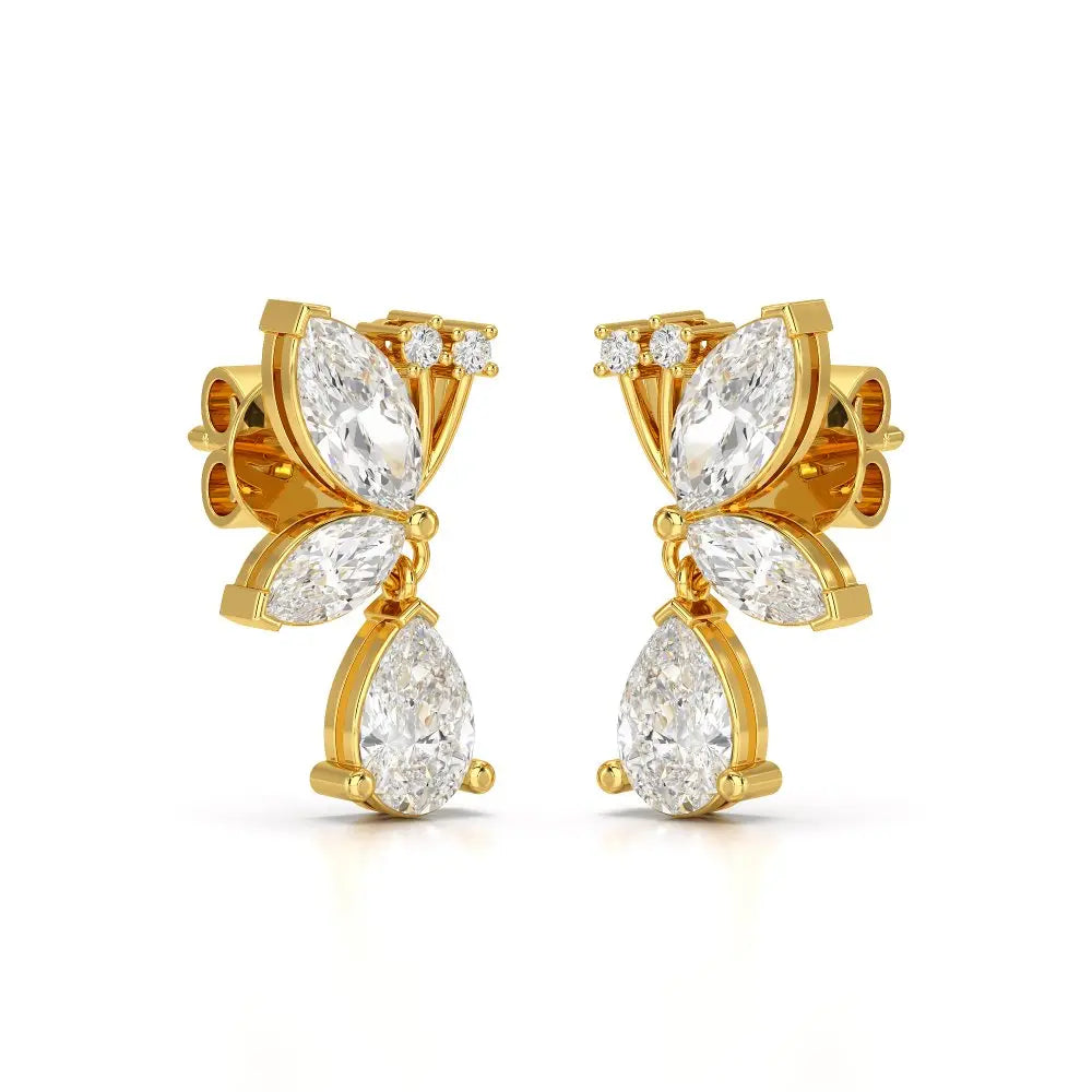 2.35 CT Pear and Marquise Cut Diamond Drop Earring Jama Jewels
