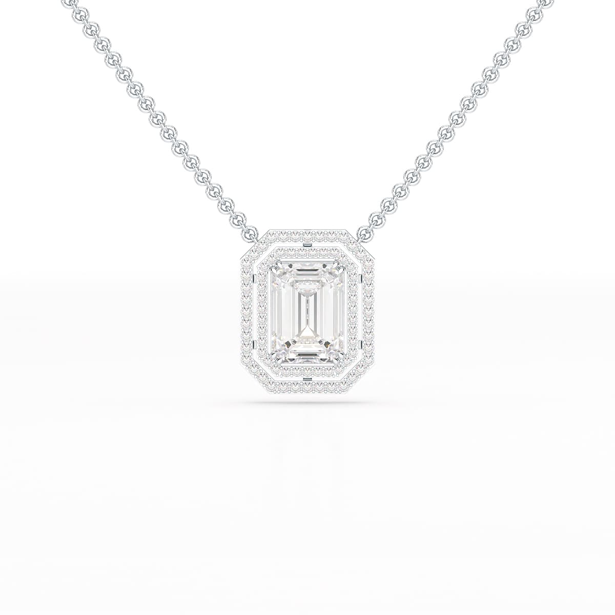 11.43 CT Emerald Cut Halo Lab Diamond Pendant