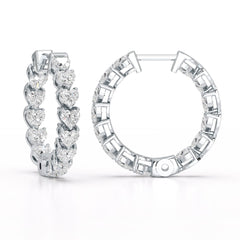 Heart Shaped Lab Grown Diamond Hoop Earrings