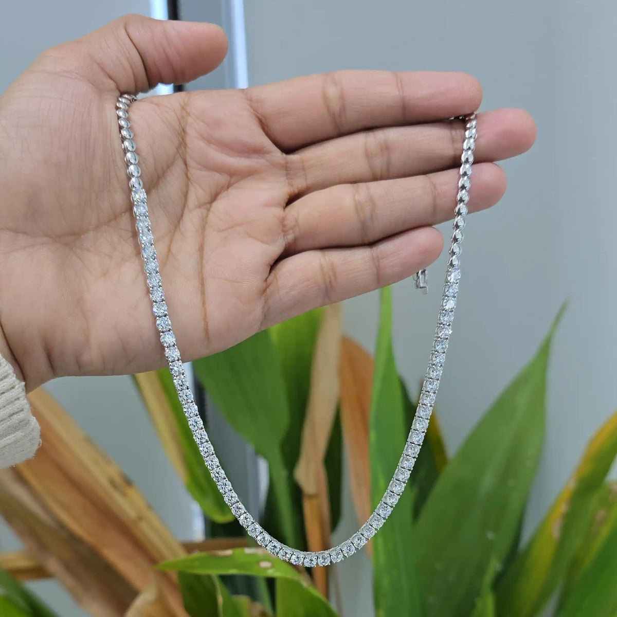 11.50 CT Round Cut Diamond Tennis Necklace (Ready for Delivery)