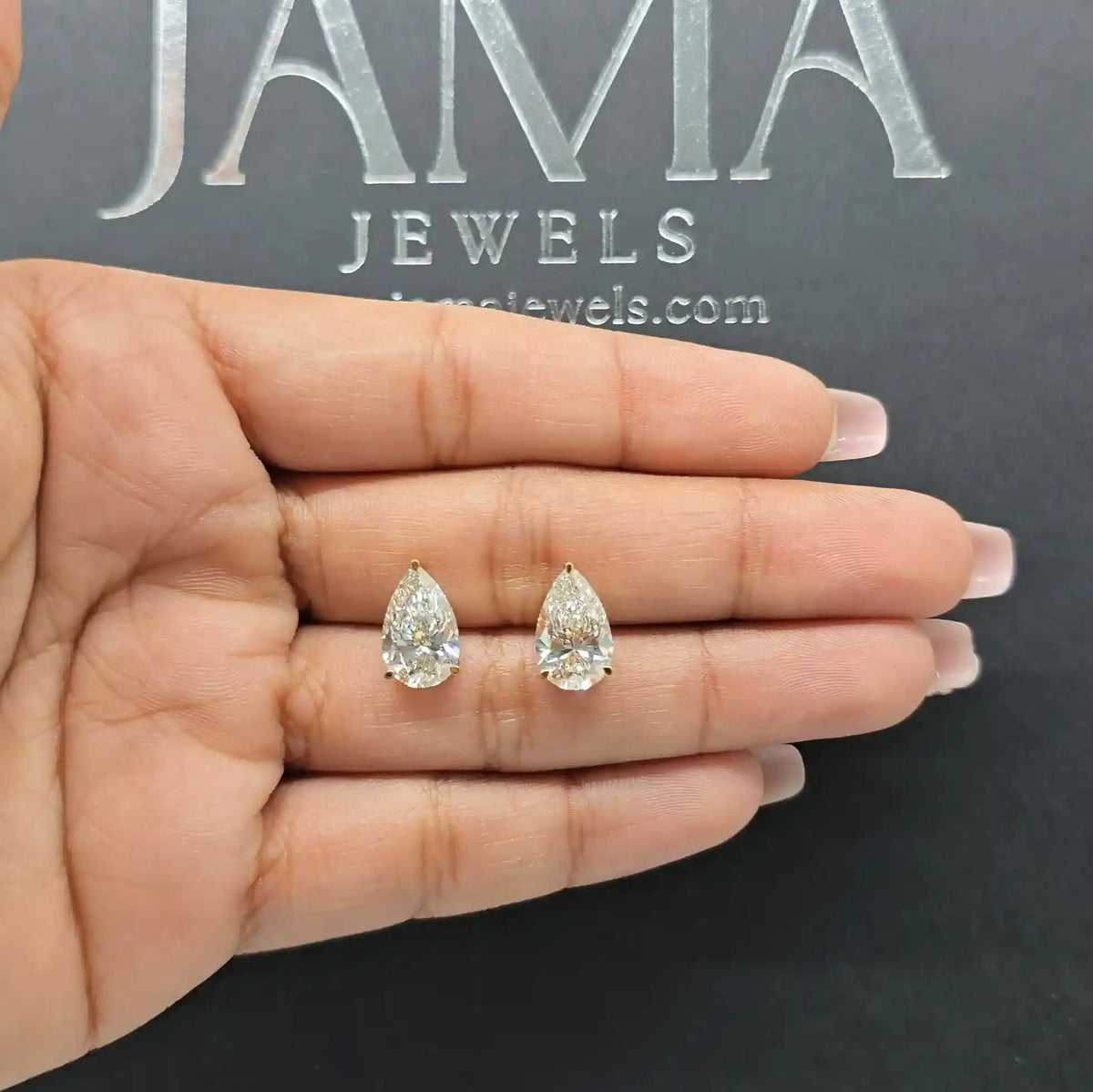 5 CT Pear Cut Single Stone Diamond Stud Earring (Ready for Delivery) Jama Jewels
