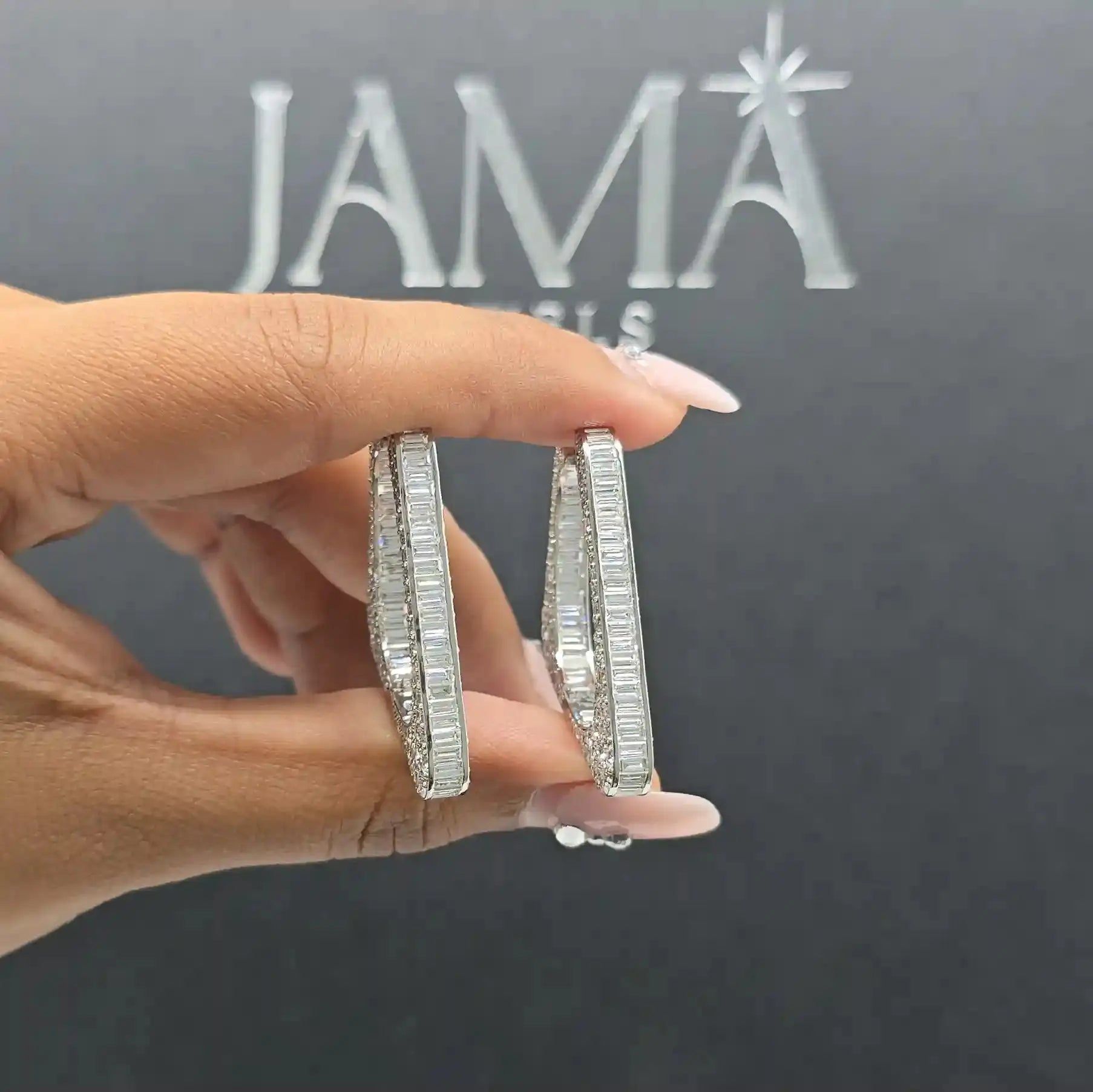 10.70 CT Triangle Shape Hoop Earring (Ready for Delivery) Jama Jewels