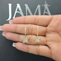 0.95 CT Lab Diamond Butterfly Hoop Earring  (Ready for Delivery) Jama Jewels