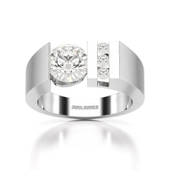 2.2 CT Round Cut Lab Diamond Men's Ring