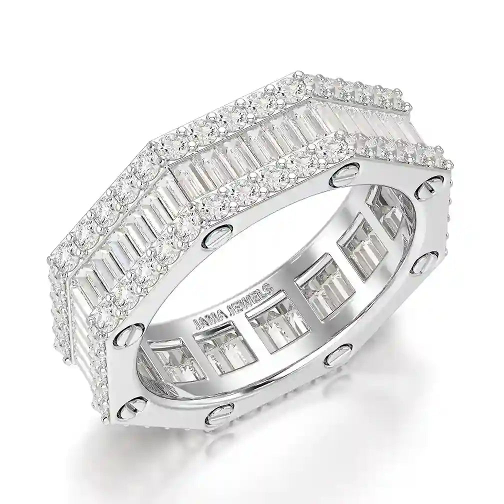 4.45 CT Baguette Cut Lab Diamond Men's Ring
