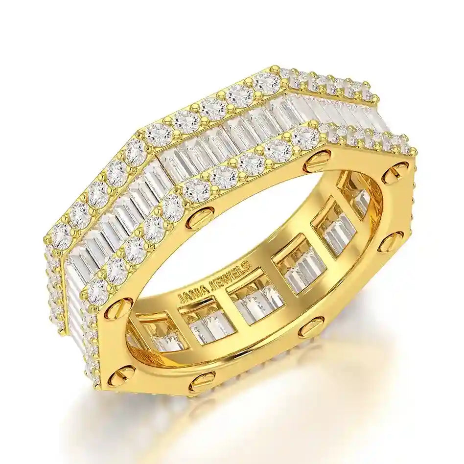 4.45 CT Baguette Cut Lab Diamond Men's Ring