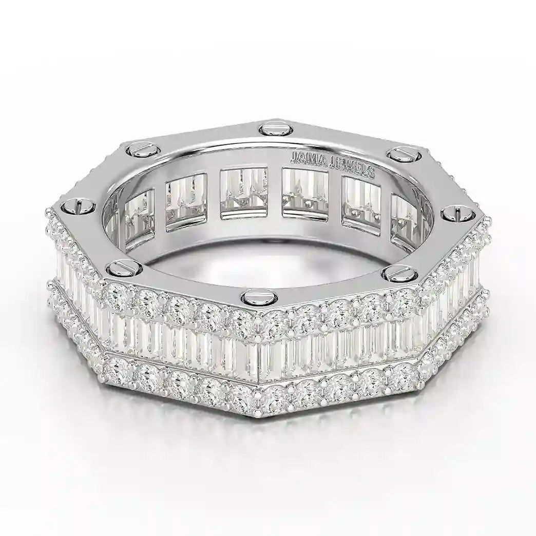 4.45 CT Baguette Cut Lab Diamond Men's Ring