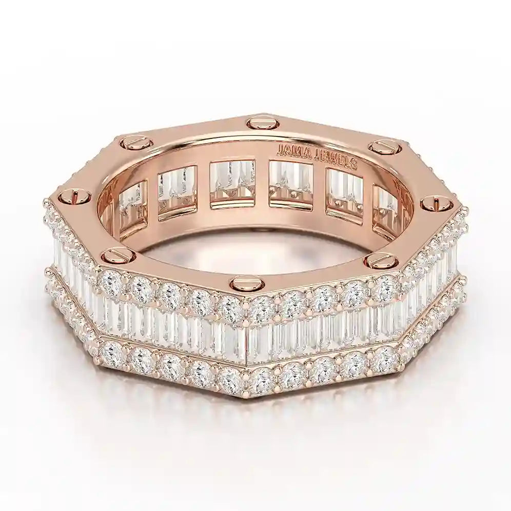 4.45 CT Baguette Cut Lab Diamond Men's Ring