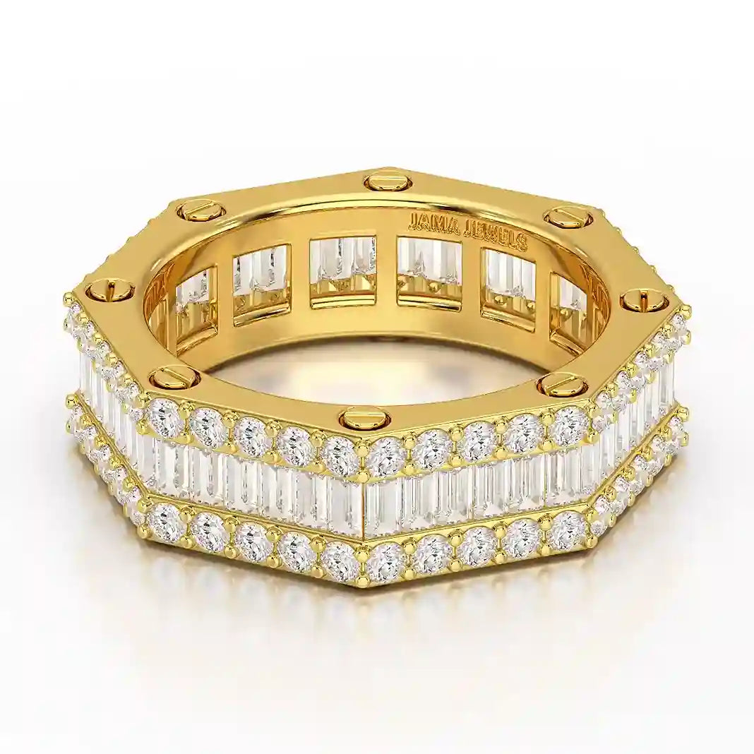 4.45 CT Baguette Cut Lab Diamond Men's Ring