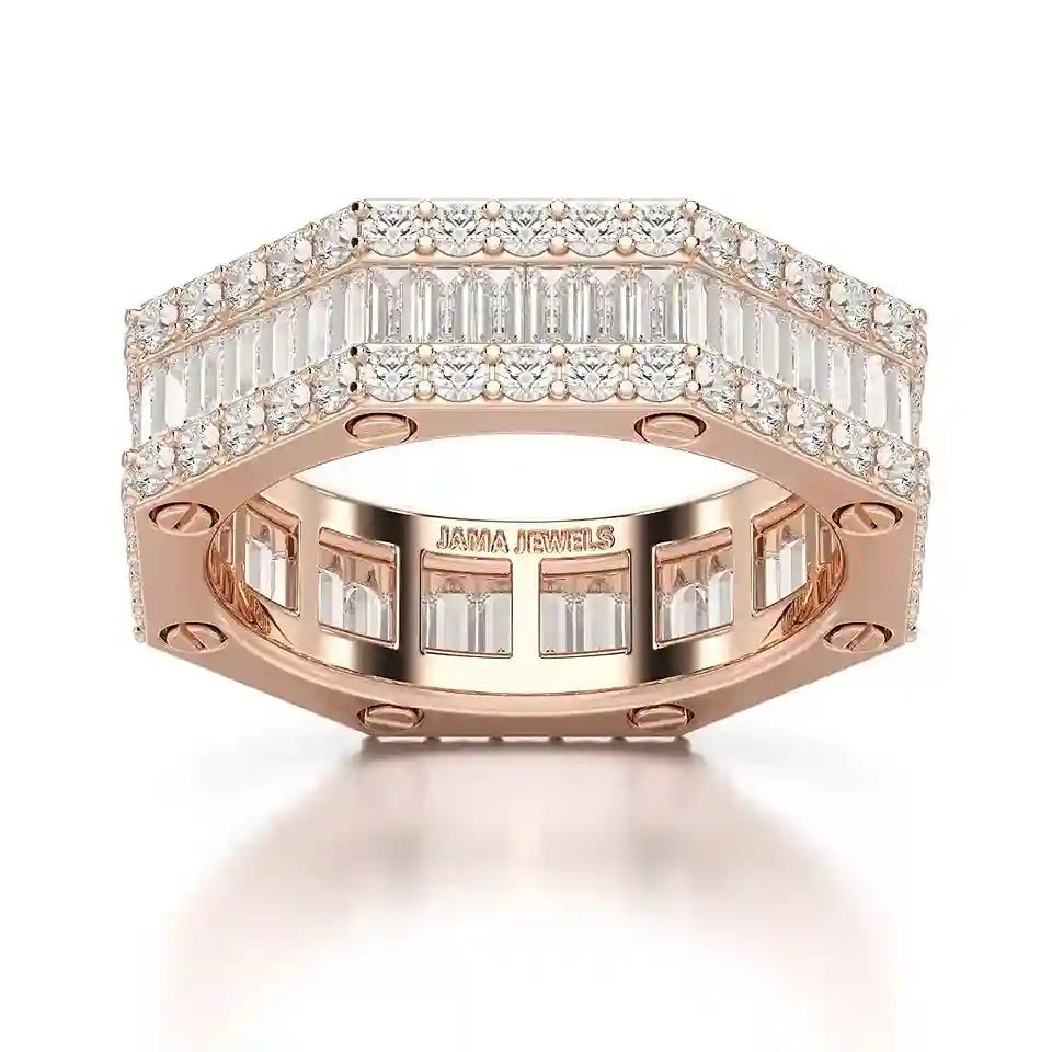 4.45 CT Baguette Cut Lab Diamond Men's Ring
