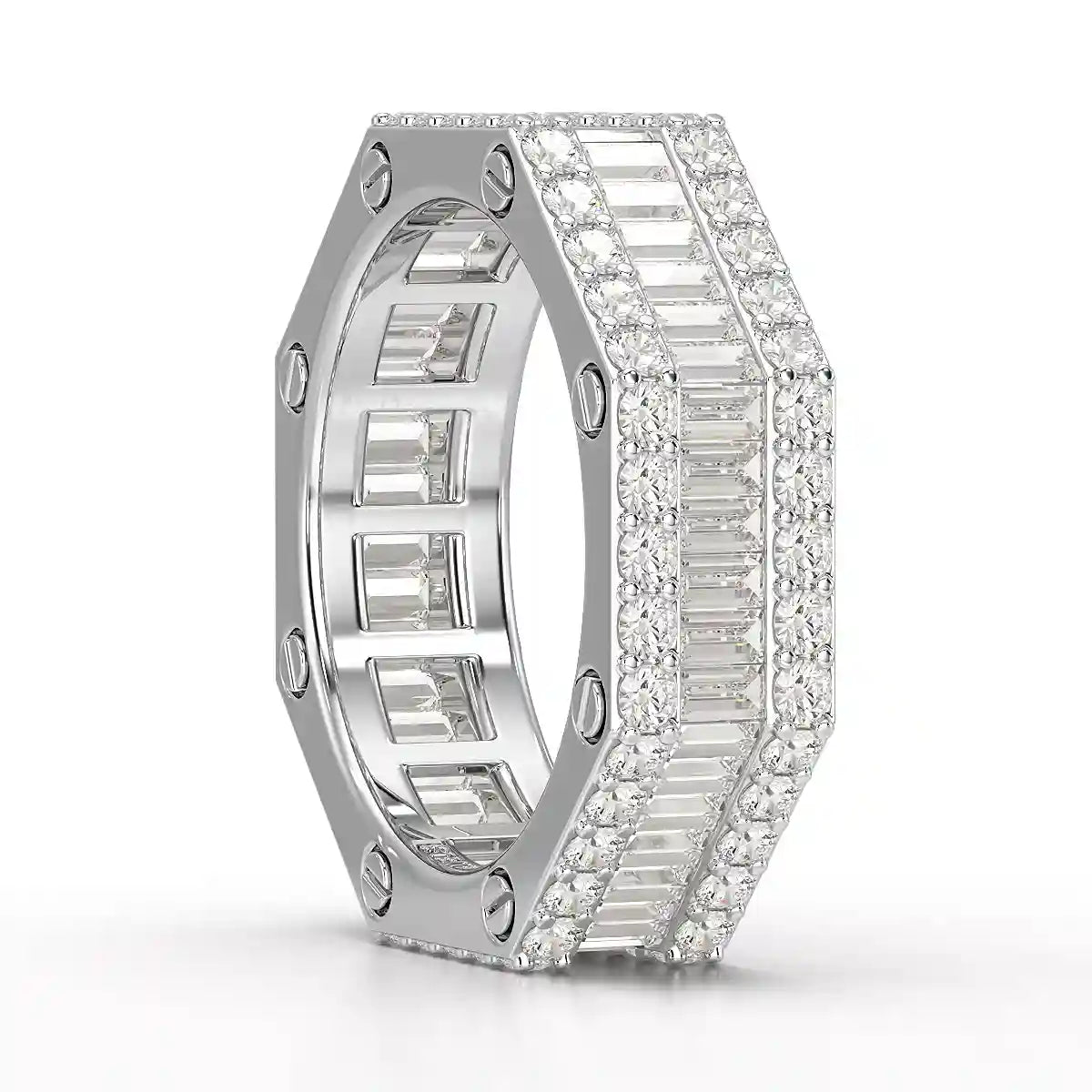 4.45 CT Baguette Cut Lab Diamond Men's Ring