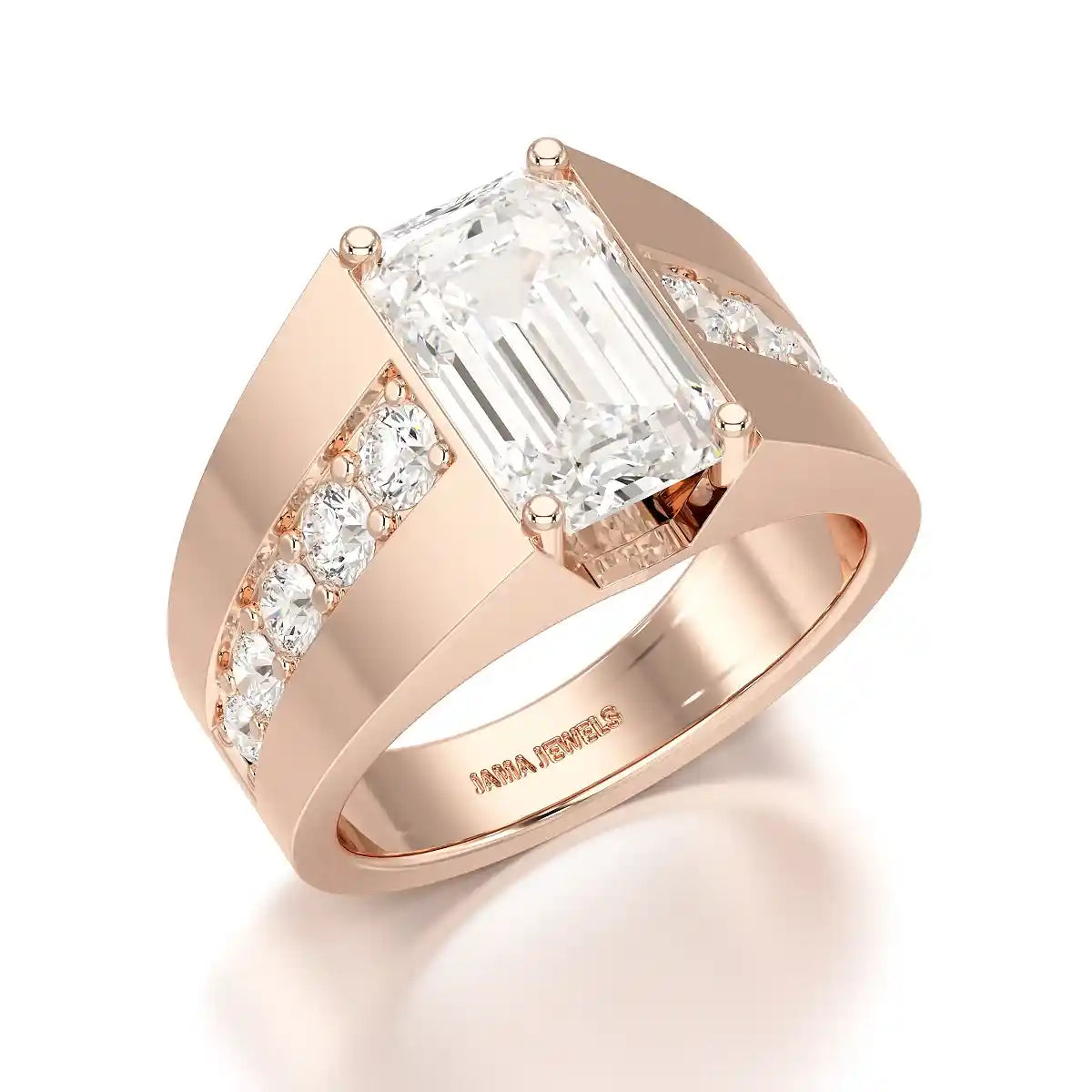 6 CT Emerald Cut Lab Diamond Men's Ring