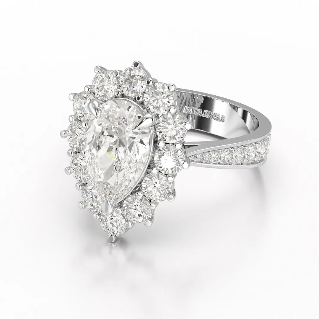 3.41 CT Pear Cut Halo Lab Diamond Ring